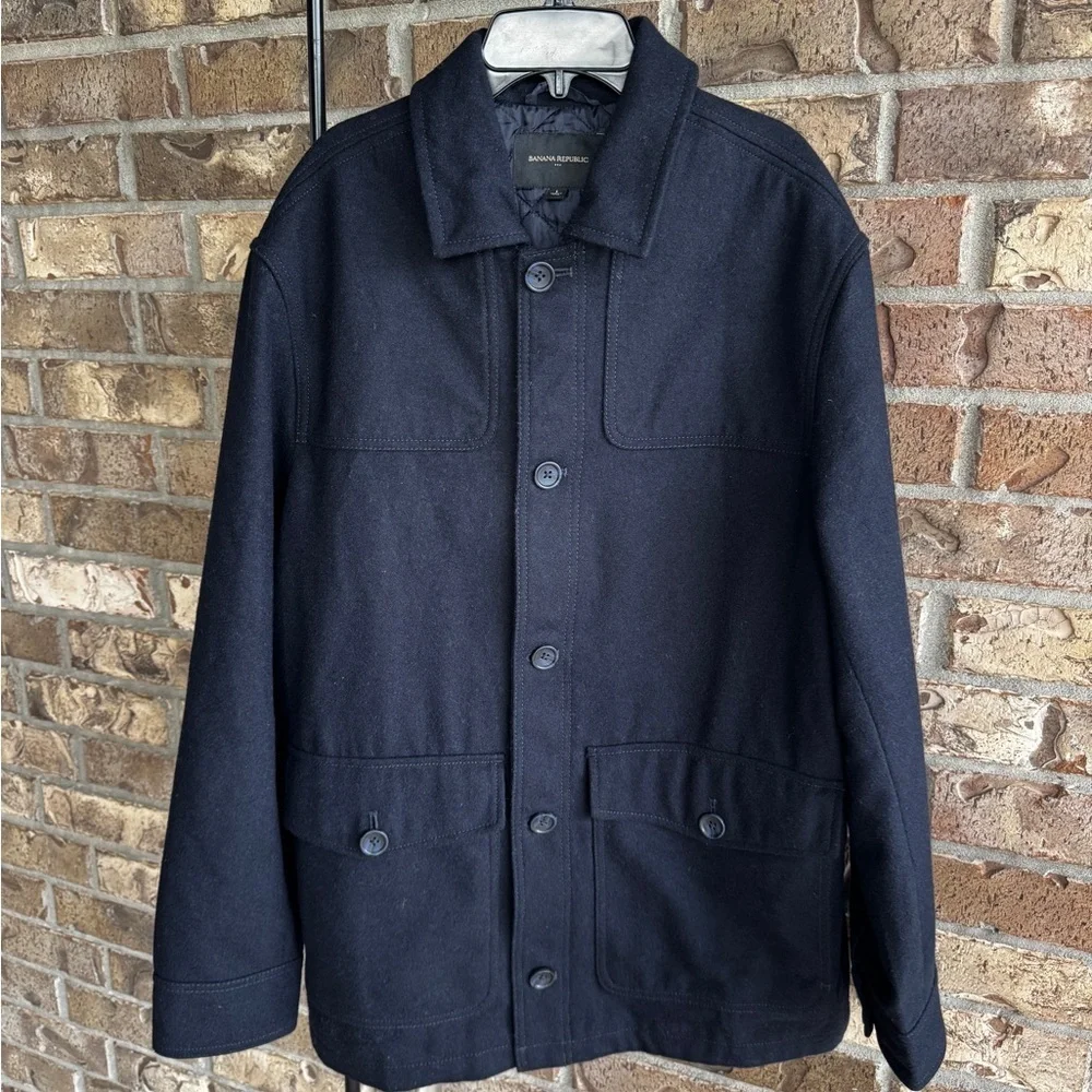 Banana Republic Wool Blend Coat Jacket Men's - DARK NAVY Size L